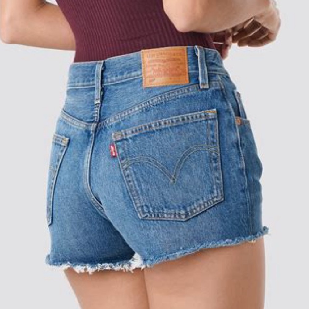 Levi's Blue Denim High-Waist Jean Shorts